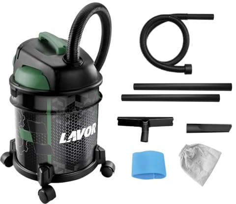 Lavor Aspiratore Solidi e Liquidi RUDY 20, Funzione Soffiante, Capacità Vano Raccolta 20 l, Serbatoio in Metallo, 18 kPa, 1200 Watt max