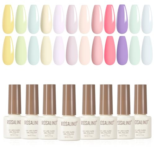 Rosealind UV-nagellack sommarset, 12 färger makaron pastell gel nagellackset