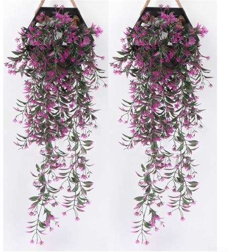 Feeshoppher Confezione da 2 fiori artificiali da appendere, 78 cm, realistici, edera finta per decorazione da parete, in plastica, per casa, matrimonio, ufficio, camera da letto, feste, colore giallo
