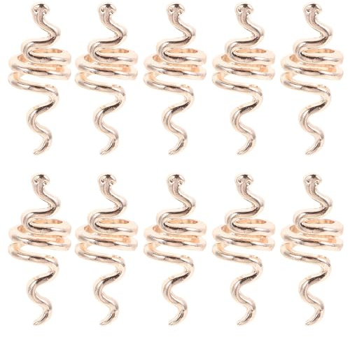 10 Pièces Spirale Capillaire Rétro en Alliage, Forme Serpent | Or, pour Chignons et Tresses, Usage Mixte Femmes et Hommes, Tenue Sûre, Format Portable