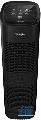 Whirlpool, WPT80B Whispure True HEPA Air Purifier, Activated Carbon Advanced Anti-Bacteria, Ideal for Allergies, Odors, Pet Dander, Mold, Smoke, Wildfire, and Germs, Large, Black