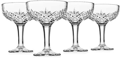 Godinger Champagne Glasses, Champagne Glass Set, Coupes Barware Martini Glasses - Set of 4, 6oz., Dublin Crystal Collection