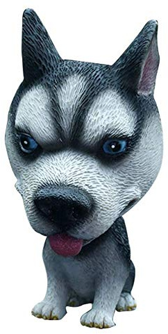 12CM Husky Dog Bobbing Head Nodding Dog Interior Ornaments Funny Cartoon Puppy Shaking Head Figure Mini Bobble-Head for Car Decoration