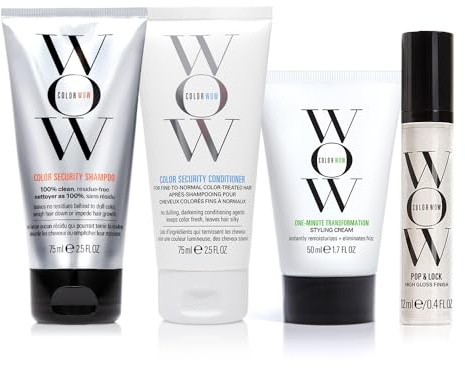 COLOR WOW Quick Frizz Fixes! Travel Kit – Includes Shampoo, Conditioner, One Minute Transformation Styling Cream, Pop & Lock Frizz Control and Glossing Serum, The ultimate in frizz control.