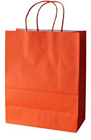 PGV Papiertragetaschen farbig mit Kordel ORANGE Arancio - Verschiedene Größen und Mengen (18 + 8 x 24 cm, 100 Stück)