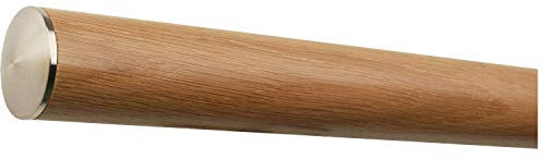 TIBU Eiche Holz Handlauf Geländer lackiert Ø 42 mm mit montierten Edelstahl Endstücken ohne Halter, Länge: 2500 mm / 250 cm / 2,5 m Enden: leicht gewölbte Edelstahlkappe