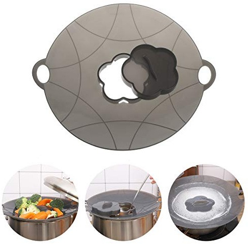 EuChoiz Silicone Spill Stopper Lid, Silicone Boil Over Safeguard Anti Spill Lid Cover Multi-Function Kitchen Cooking Tool for Cooking Pots from 7-10inches