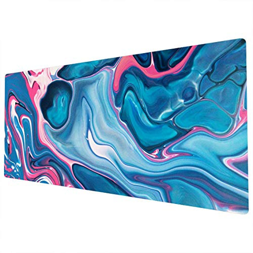 Large Mouse Mat | XXL Mouse Pad | Extended Mouse Pad | Desk Mat Large | Large Mouse Mat Gaming | Full Desk Mouse Mat | Gaming Mouse Pad Large | 900 x 400 Mouse Mat | Blue Pink White Marble