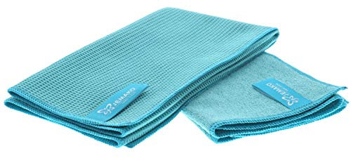 Jemako 2er Set | Trockentuch klein (40 x 45 cm | Profituch Plus klein (35 x 40 cm) | Nass- & Trocken-Set | inkl. Sinland feinmaschiges Wäschenetz (Türkis)