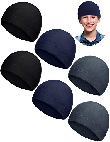 Syhood 6 Pcs Kids Winter Beanies Boys Warm Hat Skull Cap for Boys Child(Dark Gray, Dark Blue, Black)