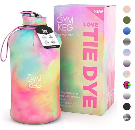 The Gym Keg Official Sports 2L Water Bottle (2.2 L) Insulated Sleeve | Carry Handle | Fitness, Exercise, Large Gym 2 litre Water Bottle | Ecofriendly, BPA Free, 40% Thicker Plastic