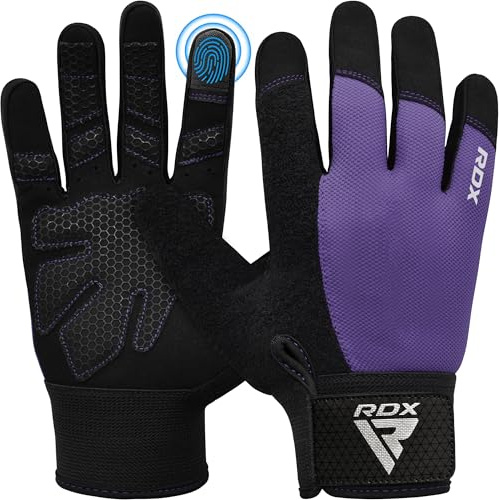 RDX Guantes Gimnasio Musculacion Entrenamiento Gym, Antideslizante Levantamiento de Pesas Musculación Palma Acolchada Gel Antideslizante Transpirable Pantalla Táctil Equipo de Fitness en Casa
