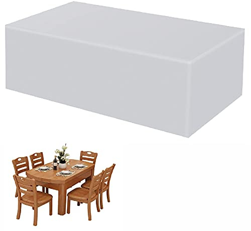 AXFZZRS Garden Furniture Covers, Rectangular Outdoor Table Cover Waterproof, Windproof, Anti-UV, Tear-Resistant 420D Oxford Outdoor Garden Table and Chair Cover - Grey 230 x 100 x 75cm