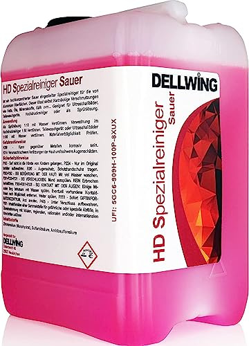 DELLWING Ultraschallreiniger Konzentrat für Aluminium – Löst hartnäckige Verschmutzungen wie Magnesium, Mineralstoffe, Kalk uvm. –10 Liter Kanister
