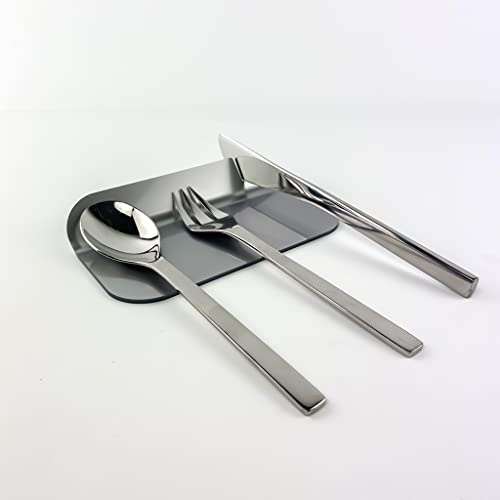 IKONA, Poggia Posate da Tavolo in Plexiglass/Appoggio Posate da Tavola, Set 6 pz, Design Elegante e Funzionale, Idea Regalo Elegante per Mise En Place, Colore Argento, Large - 16x11cm, Made in Italy