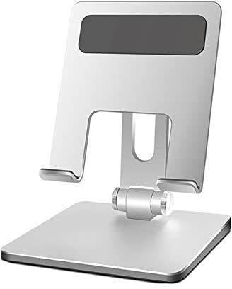YIFEI2013-SHOP Stand de Tablette, Supports de Tablette réglable à Plusieurs Angles de Bureau, Porte-Dock Pliable en Aluminium for Smartphones et tablettes de 4-11 Pouces (Color : Silver)