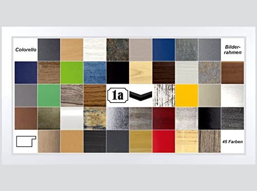 Colorello Deluxe Bilderrahmen Posterrahmen 33x98 cm Panorama und Quadrat Formate Weiss Hochglanz Antireflex Kunstglas