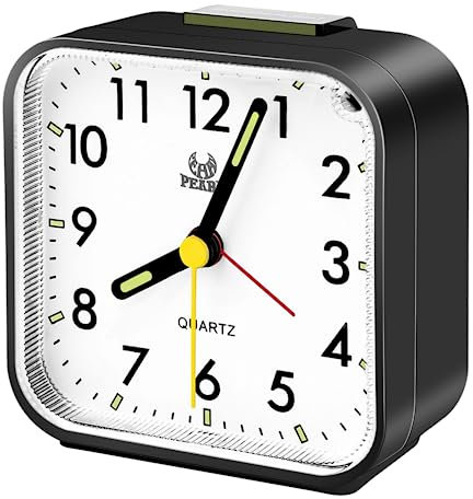 Mkitnvy Wecker Analog Leise Ohne Ticken, Quarzwecker mit Lauter Alarm, Nachtlicht, Schlummerfunktion,Batteriebetrieben Tragbarer Wecker für Schlafzimmer Wohnbereich Büro Reisen