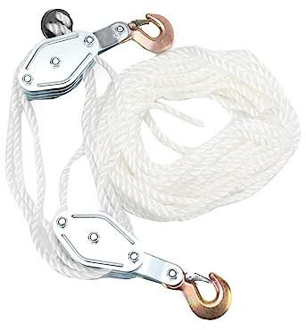 Lfhelper Flaschenzug mit Seilbremse Schoerken Heben Umlenkrolle Set zum Heben von Max. Traglast 900 kg Flaschenzugrolle Umlenkrollen Seilzug mit 20m Nylonseil Karabiner für Baustellen, Lagerhäuser