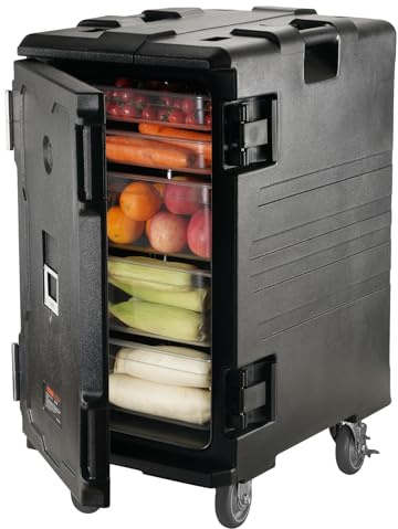 VEVOR Conteneur Isotherme 120 L, Boîte de Transport en LLDPE Chargement Frontal, avec Poignées et Double Boucles, pour Garder au Chaud ou Froid Traiteur Restauration Restaurant Cantine 445x625x790 mm