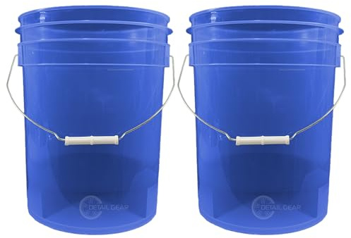 DETAIL GEAR Ultimate Clear Transparent Car Wash Bucket - BLUE - 20L (5 Gallons) (2 Buckets and Grit Guards)