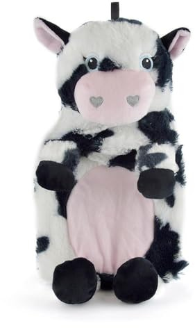 A2Z Wärmflasche 750ML Lebkuchenmann Plüsch Fleece Bezug Gummi Wärmflasche - Hot Bottle AZ0230 Cow
