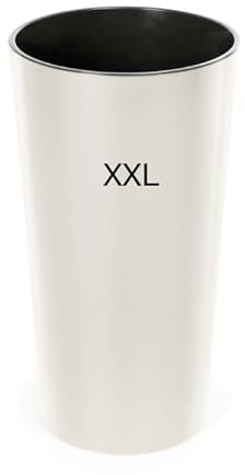 MELTOM Pot de fleurs rond, brillant, fin, avec insert amovible, pour l'intérieur et l'extérieur, crème, taille XXL, 75 cm