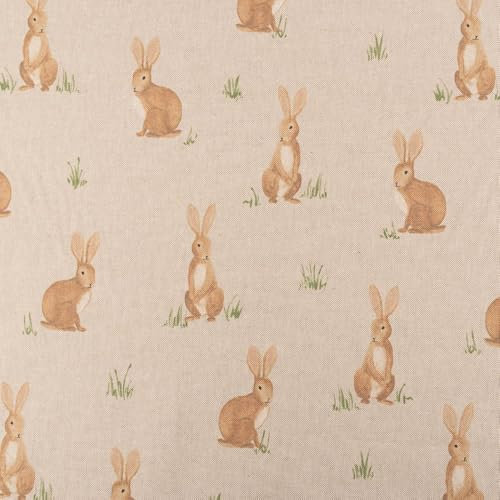 SCHÖNER LEBEN. Dekostoff Halbpanama Leinenlook Aquarell Woodland Rabbit Hasen 1,40m