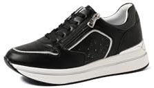 QUEEN HELENA Sneakers con Zip Laterale Scarpe da Ginnastica con Plateau Casual Donna X30-1 (Nero, Sistema Taglie Calzature EU, Adulto, Donna, Numero, Media, 38)
