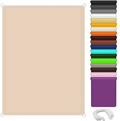 Vela Ombreggiante Rettangolare Impermeabile 4 x 6 m Protezione Solare e Uv, Antistrappo, Impermeabile Vela Parasole Tende da Sole per Esterno Terrazza Giardino, Beige