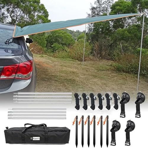 10x16 ft Car Side Awning with Pole Outdoor Camping Tent Tarp Waterproof Car Tent Canopy Shade Sun Shelter