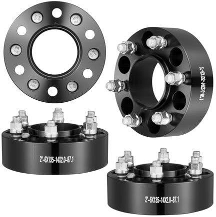 VEVOR Wheel Spacers, 2 6x5.3 Wheel Adapters, 6 Lug Forged Spacer, 87.1 mm Bore Hubcentric M14 x2 Studs Spacers, Fit for Ford Expedition, F150, Lincoln Navigator, 4 PCS Black