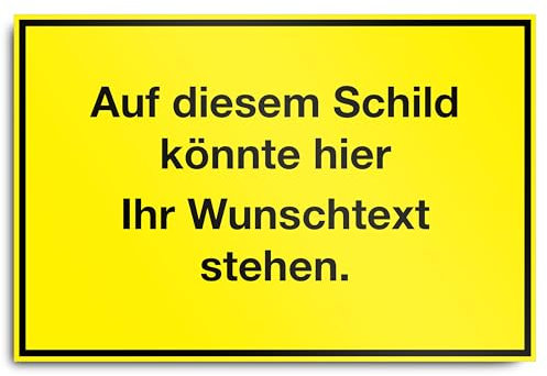 PrintPlanet® Schild mit eigenem Text personalisiert - Kunststoffplatte 5 mm - In Verschiedenen Größen - Farbe Gelb