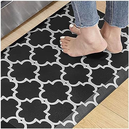 LULUMAIC Dicke Küchenbodenmatte 0,47 Zoll, rutschfeste, wasserdichte Teppiche, ergonomische Anti-Ermüdungsmatten, für Küche, Zuhause, Büro, Waschbecken, Garage,Black-17,3×47