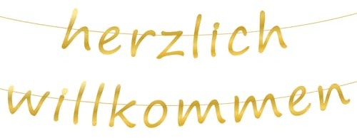 ALEGRE® Herzlich Willkommen Deko - Girlande aus Papier für Babyshower und Einweihungsparty