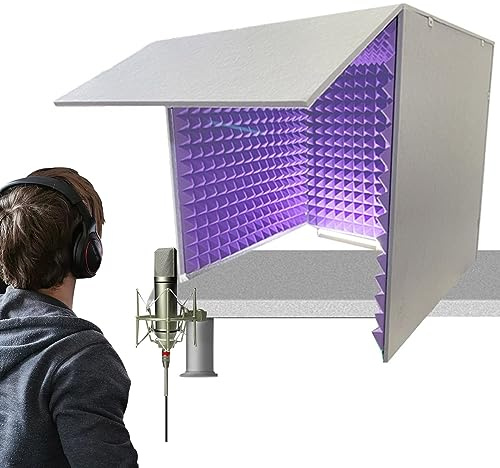 XNXYSMKJ Microphone Isolation Room Box, Desktop Soundproofing Enclosure, Simple Soundproofing Room for Home Studio (Purple)