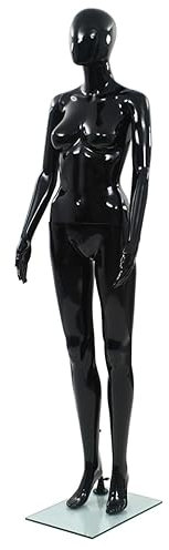 Homgoday Schaufensterpuppe Frau Ganzfigur Glassockel 175 cm schwarz glänzend Innenmöbel für Wohnzimmer Büro Schlafzimmer