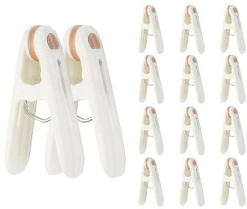 Lot de 12 épingles à linge en plastique robustes pour linge, 6,9 cm, pinces à linge sans trace, pinces à vêtements coupe-vent pour accrocher vêtements, chaussettes, serviettes, collations (kaki