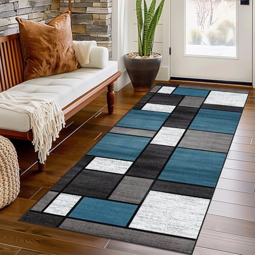 Bnehwogu Alfombra Antideslizante para Pasillos Larga 80 x 300 cm Geometría Moderno Alfombra Corredor Alfombra Cocina Absorbente Lavable Alfombra Entrada Interior Largo para Lavandería Sala de Estar