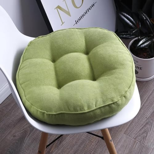 Generisch 2er Set Stuhlkissen mit Bändern, Sitzkissen Boden für Indoor und Outdoor, Waschbare Stuhlauflage für Bank und Stuhl, Bodenkissen für Zuhause Büro Küche Esszimmer,Grün,rund 40x40cm
