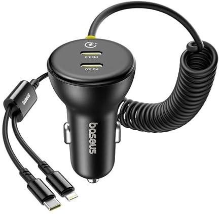 Baseus 60 W USB-C Car Charger Lightning Cable (Negro)