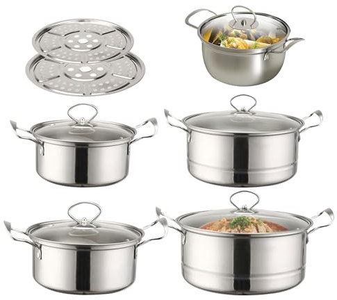 Pan Set - Pots and Pans | Non-Stick Cookware Set | Sauce Pan Sets with Lids | Stock Pots Set,Professional Cookware Kit for Steaming Vegetables, Stewing Soup Preparation, Kitchen Restaurant