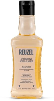 Reuzel Wood & Spice Aftershave Splash för män, kylande och lugnande Aftershave Tonic, citronskal, cederträ och kryddnejlikedoft, återfuktande formula med naturliga extrakt, vegansk, 200 ml