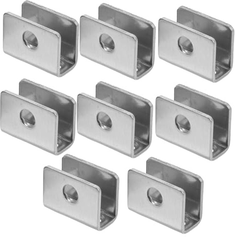 TOPBATHY 8PCS Stainless Steel Glass Shelf Clamps No-Drill Panel Supports Easy Hand Installation Bathroom Cabinet Shelving Bracket Clips for Thick Glass