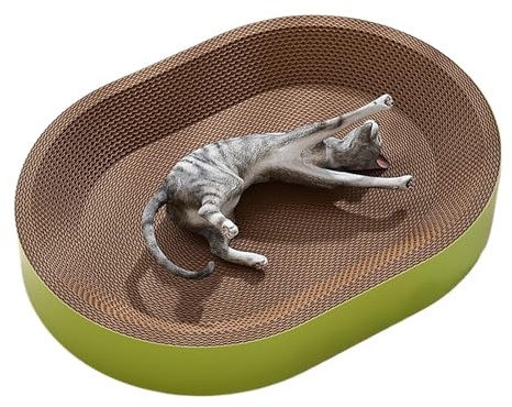Hitburu Rascador para Gatos | Cama Rascador de Cartón Ovalada - Protector para Muebles Afilador De Garras para Sala De Estar Esquina Balcón Dormitorio Ventana