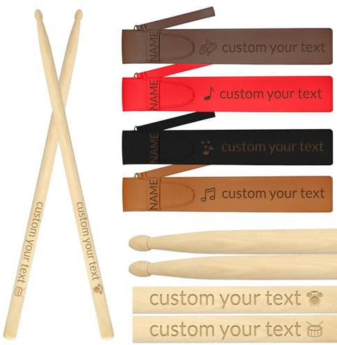 Personalisierte Schlagzeug-Stöcke mit Gravur Namen Text Logo 5A Hickoryholz Drumstick Ideales Geschenk zum Valentinstag Weihnachten Geburtstag Hochzeit für Musiker Schlagzeuger Freunde Ehemänner Söhne