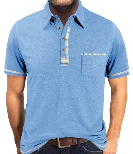 LAOARA Poloshirt Herren Kurzarm Polo Shirts Tshirt Sommer Sport Polohemd Knopfleiste Golf T Shirt mit Tasche M-3XL