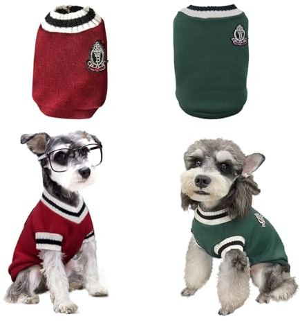 Lot de 2 Gilets tricotés pour Chien, Chat et Chat de Petite, Moyenne et Grande Taille