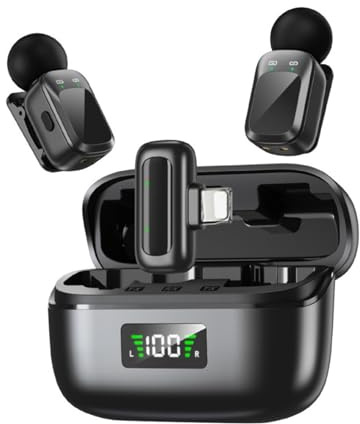 Zanthicia Mini microfono portatile con tecnologia di riduzione del rumore AI a tre livelli Microfono wireless ABS USB