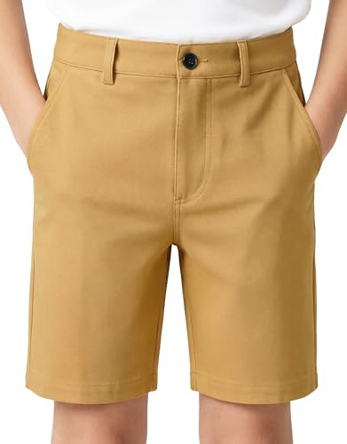 Hoseay Shorts Scolaires Garçons sans Repassage Short Uniformes Âge 7-13 | Fermeture Glissière et Bouton, Respirable, Résistant, Ceinture Élastique Shorts Formels, École, Sports, Football, Été